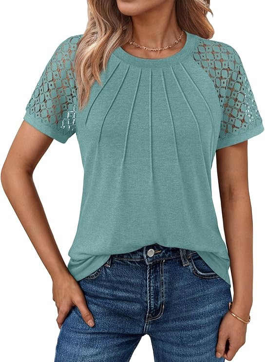 AUTOMET Womens Summer Tops Spring Shirts Trendy Vacation Outfits Short Sleeve Business Tshirts Fa... | Amazon (US)