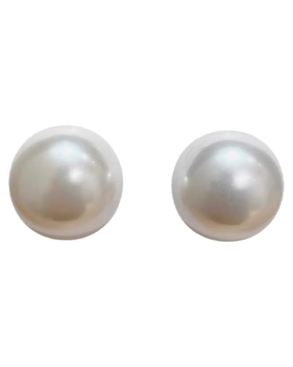 Oversized Faux Pearl Stud Earrings – 18K Gold Plated, Bold Statement Spheres with Glossy Finish... | Amazon (US)