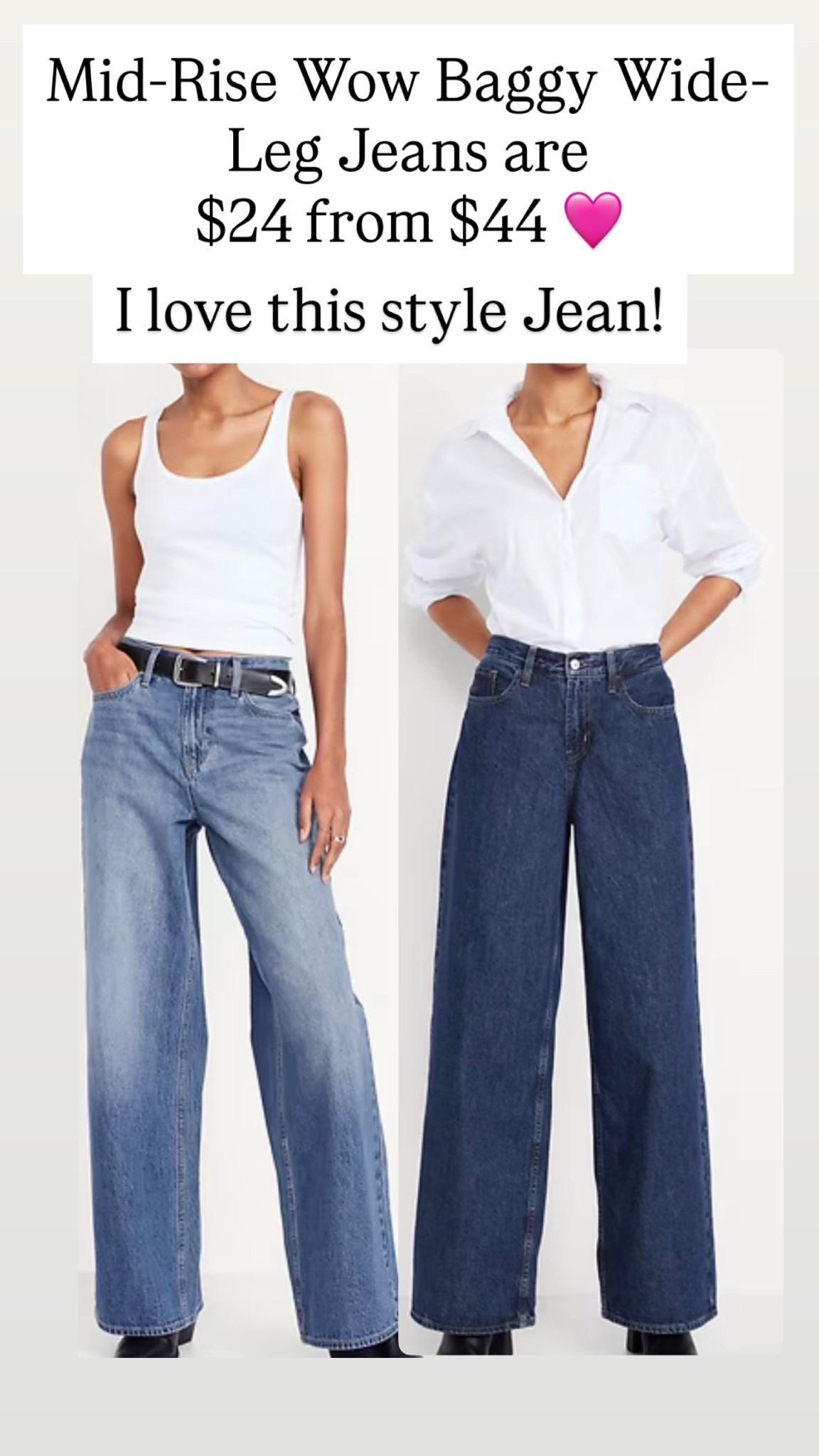 Mid-Rise Wow Baggy Wide-Leg Jeans are $24

#LTKSaleAlert