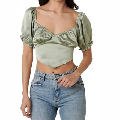 Women's SATIN SWEETHEART CROP TOP - mittoshop L | Target