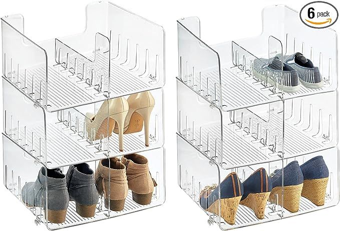 mDesign Stackable Shoe Storage Organizer for Organizing Men's, Women's Shoes Inside Closet; Holds... | Amazon (US)