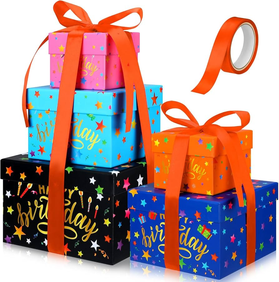 Geyoga 5 Pcs Valentine's Day Gift Boxes Square Nesting Boxes with Lids Square Box 5 Assorted Size... | Amazon (US)