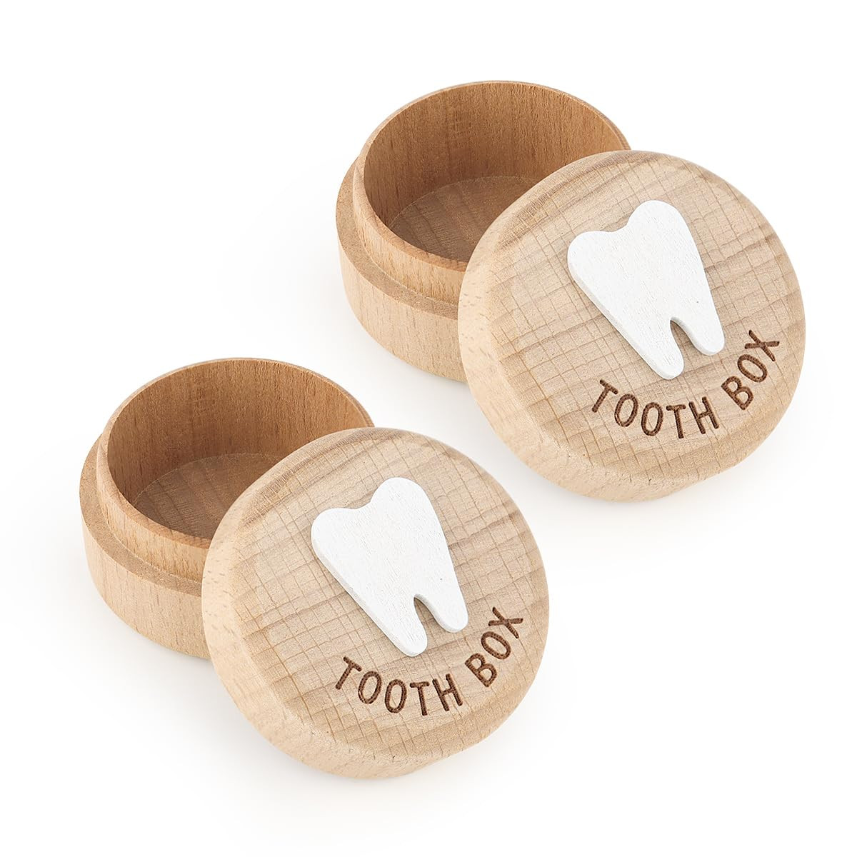 yuntop 2Pcs Tooth Fairy Box Wooden Tooth Fairy Keepsake Box Lost Teeth Storage for Kids Milk Teet... | Amazon (US)