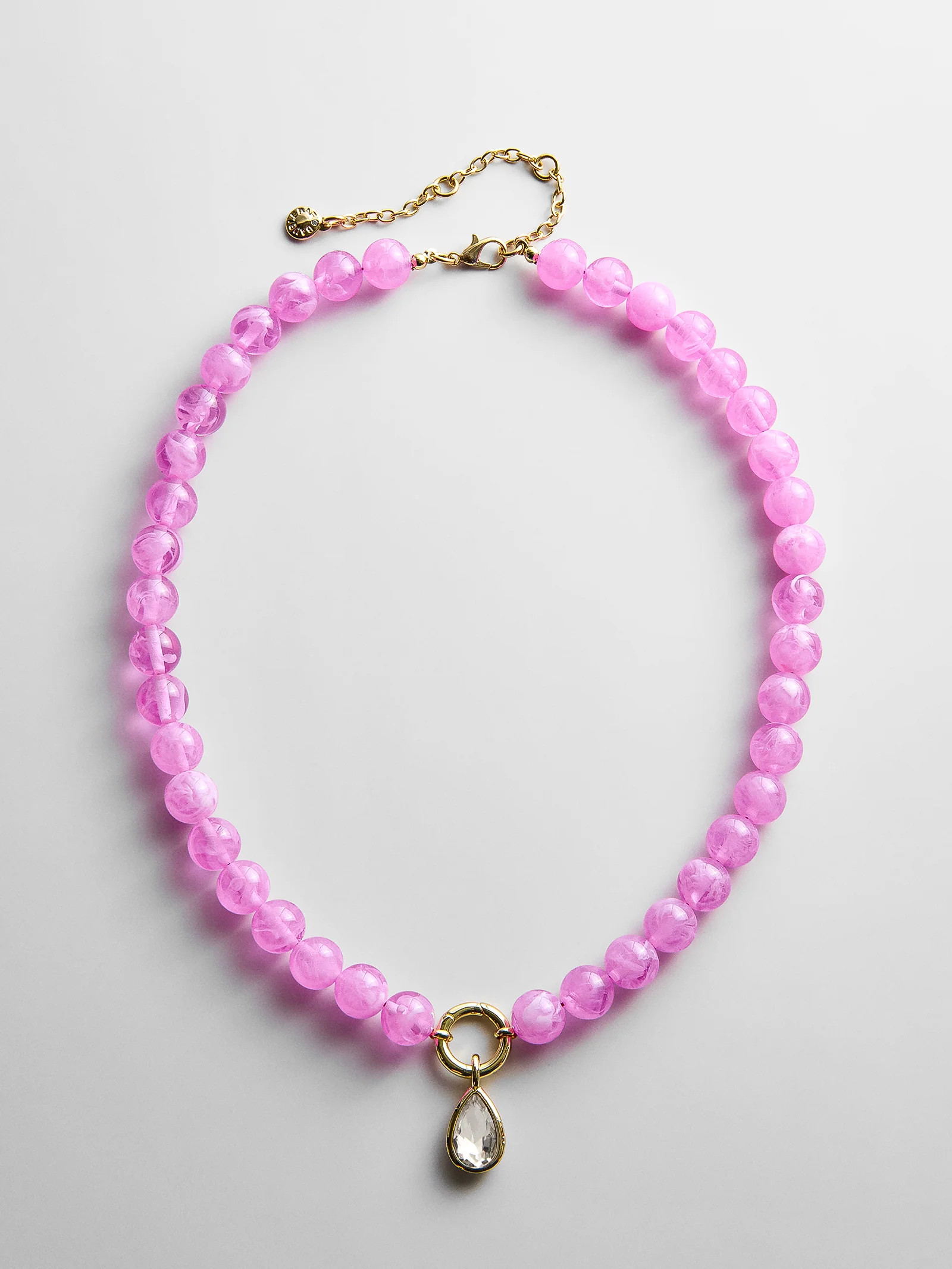 Janette Beaded Ring Necklace - Rose Quartz | BaubleBar