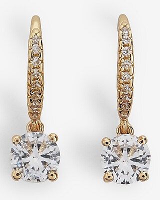 Rhinestone Embellished Charm Huggie Earrings | Express