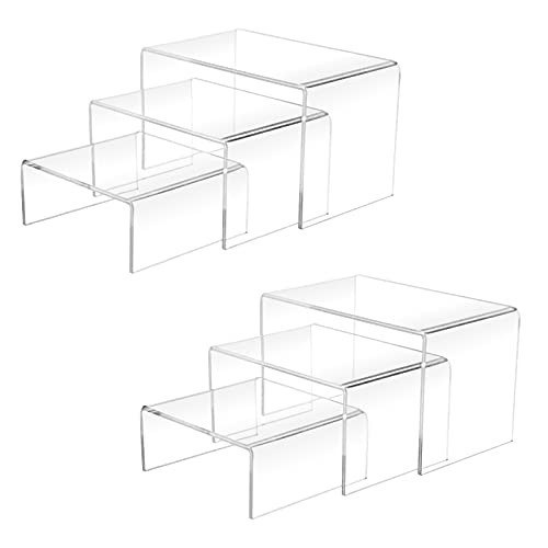 Cerpourt 2 Sets Acrylic Display Risers(3",4",5") Clear Product Stand,Cupcakes Holder Dessert Transparent Showcase Stands, Candy Bar Risers, Lifts for Figures | Amazon (US)