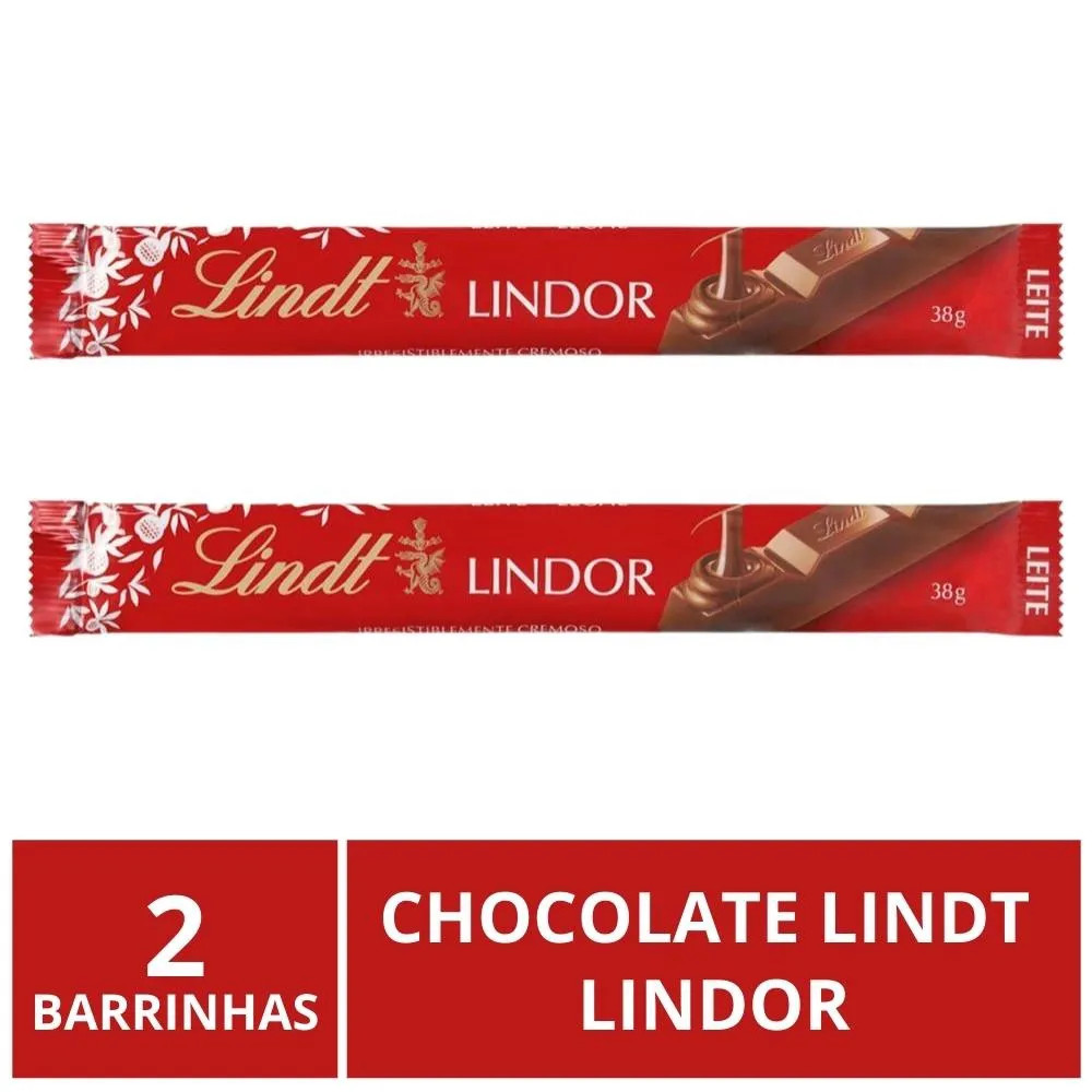 Chocolate Lindt Lindor Barra, Ao Leite, 2 Barrinhas de 38g em Promoção | Ofertas na Americanas | Americanas (BR)