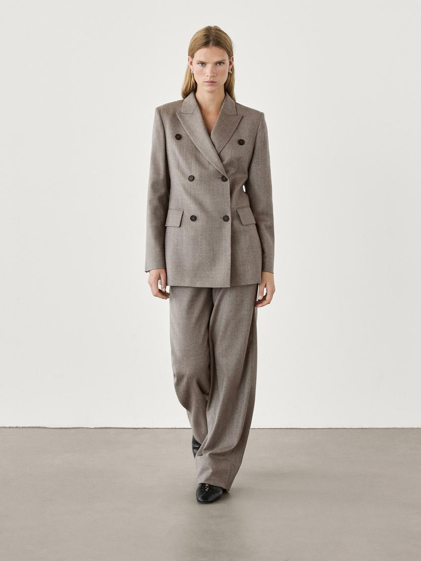100% wool blazer with pocket detail | Massimo Dutti US