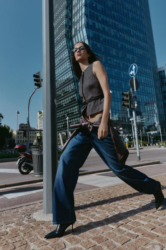 BELTED MARLED KNIT VEST TOP | Zara US