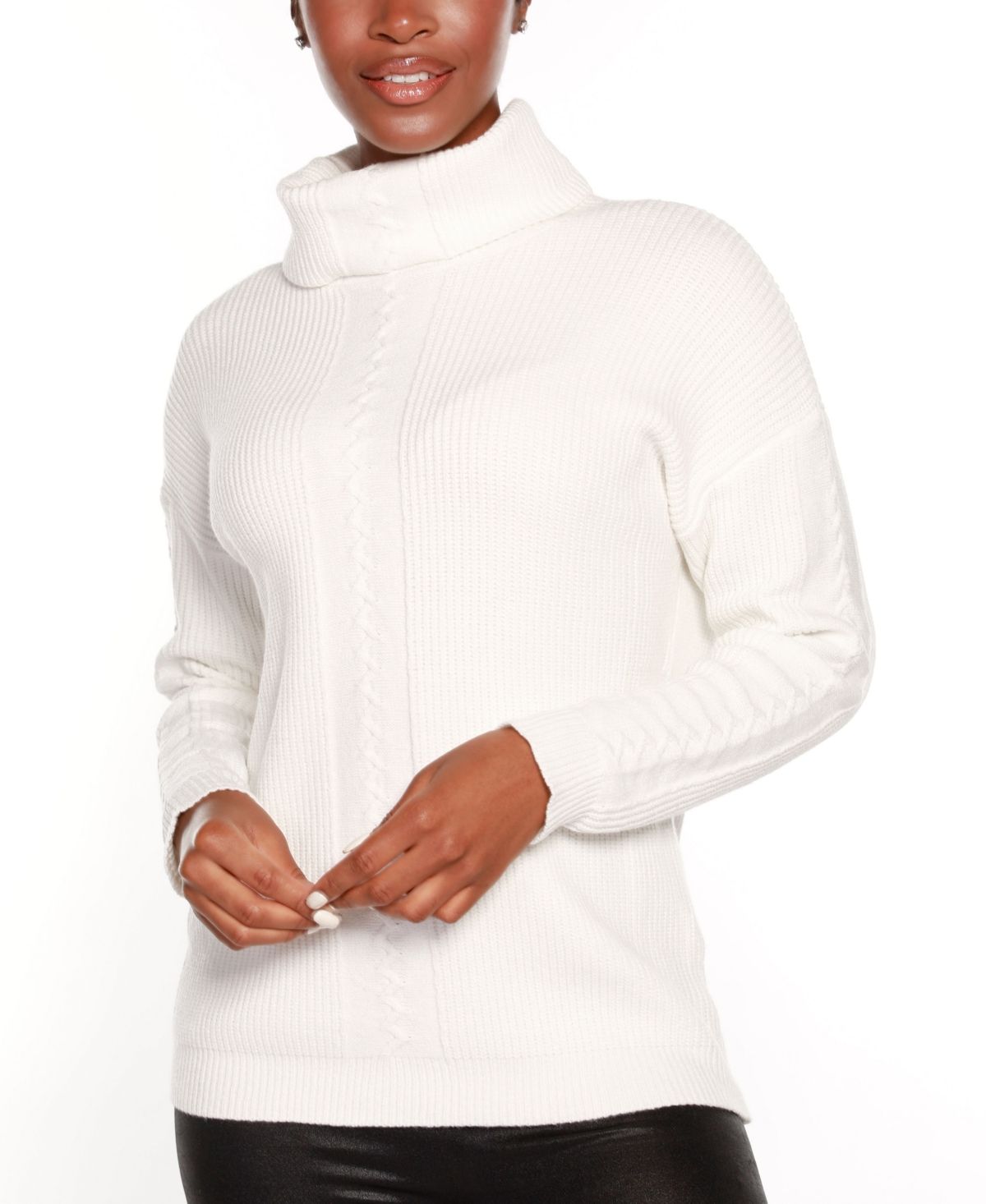 Belldini Black Label Turtleneck Sweater with Cable Detail | Macys (US)