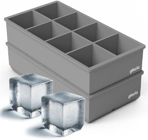glacio Ice Cube Molds – 2-Pack Silicone Trays for 8 Large Square Cubes – Slow-Melt Ice for Wh... | Amazon (US)
