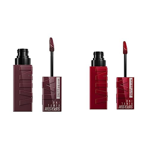 MAYBELLINE Super Stay Vinyl Ink Longwear No-Budge Liquid Lipcolor Makeup Bundle with Royal Deep Wine Red 0.14 fl oz and Fearless Brown 0.14 fl oz Lipsticks | Amazon (US)