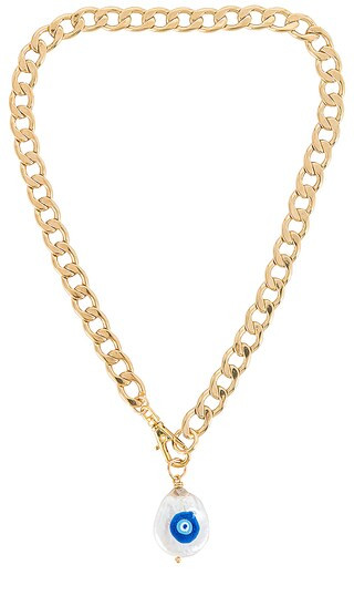 joolz by Martha Calvo Protect Your Energy Necklace in Metallic Gold. | Revolve Clothing (Global)