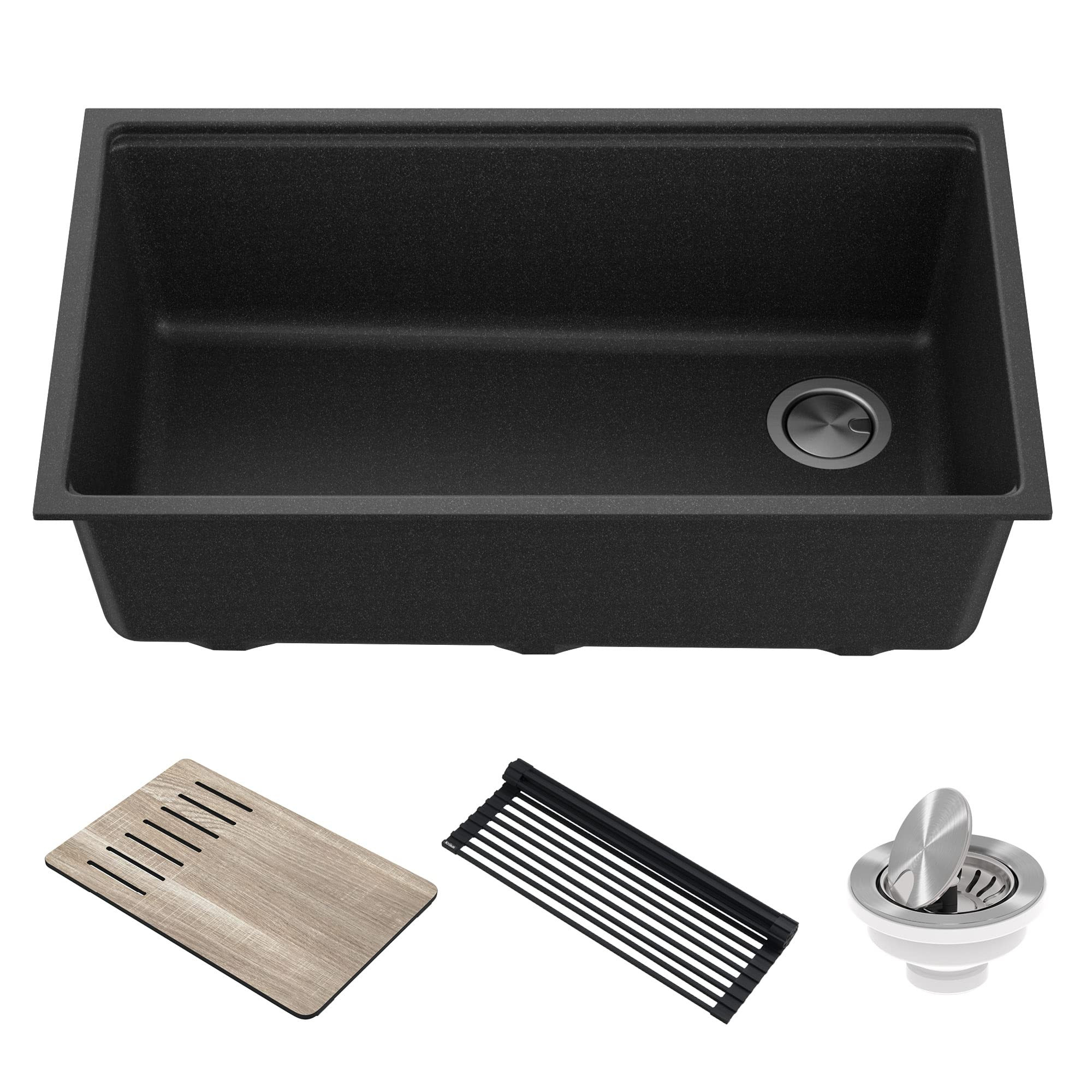 KRAUS Kitchen Sink Bellucci 32” Undermount Workstation Granite, Metallic Black, Accessories, KG... | Amazon (US)