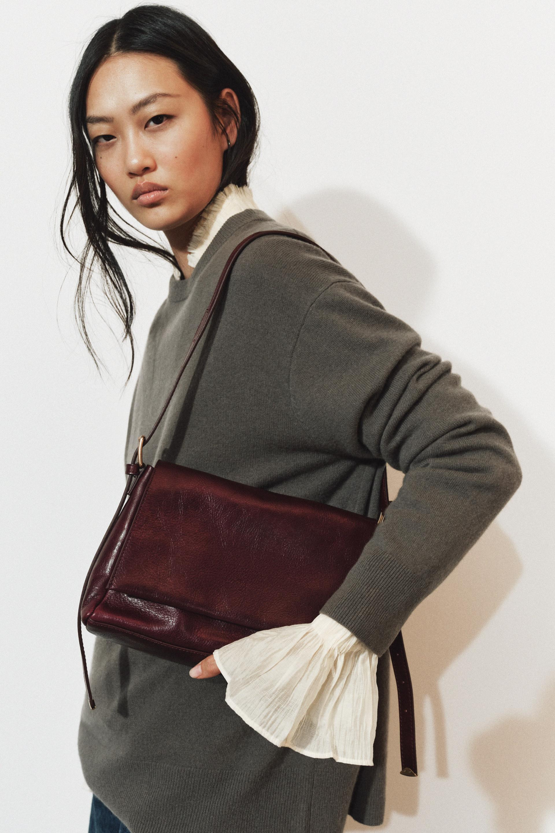 LEATHER FLAP SHOULDER BAG - Red - ONE SIZE ONLY | Zara US