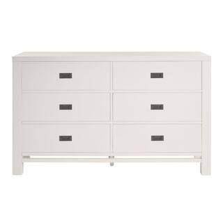 Calden Bright White 6-Drawer Dresser (36 in. H x 60 in. W x 18 in. D) | The Home Depot