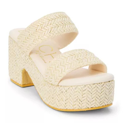 Beach Women's Vegan, two band sandal on a chunky platform heel, 9M | Belk