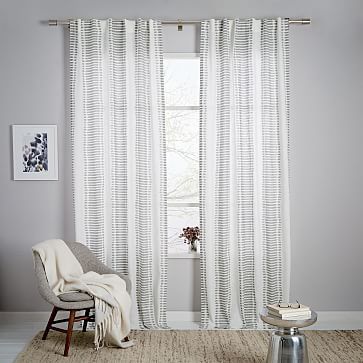 Striped Ikat Curtain - Platinum | West Elm (US)