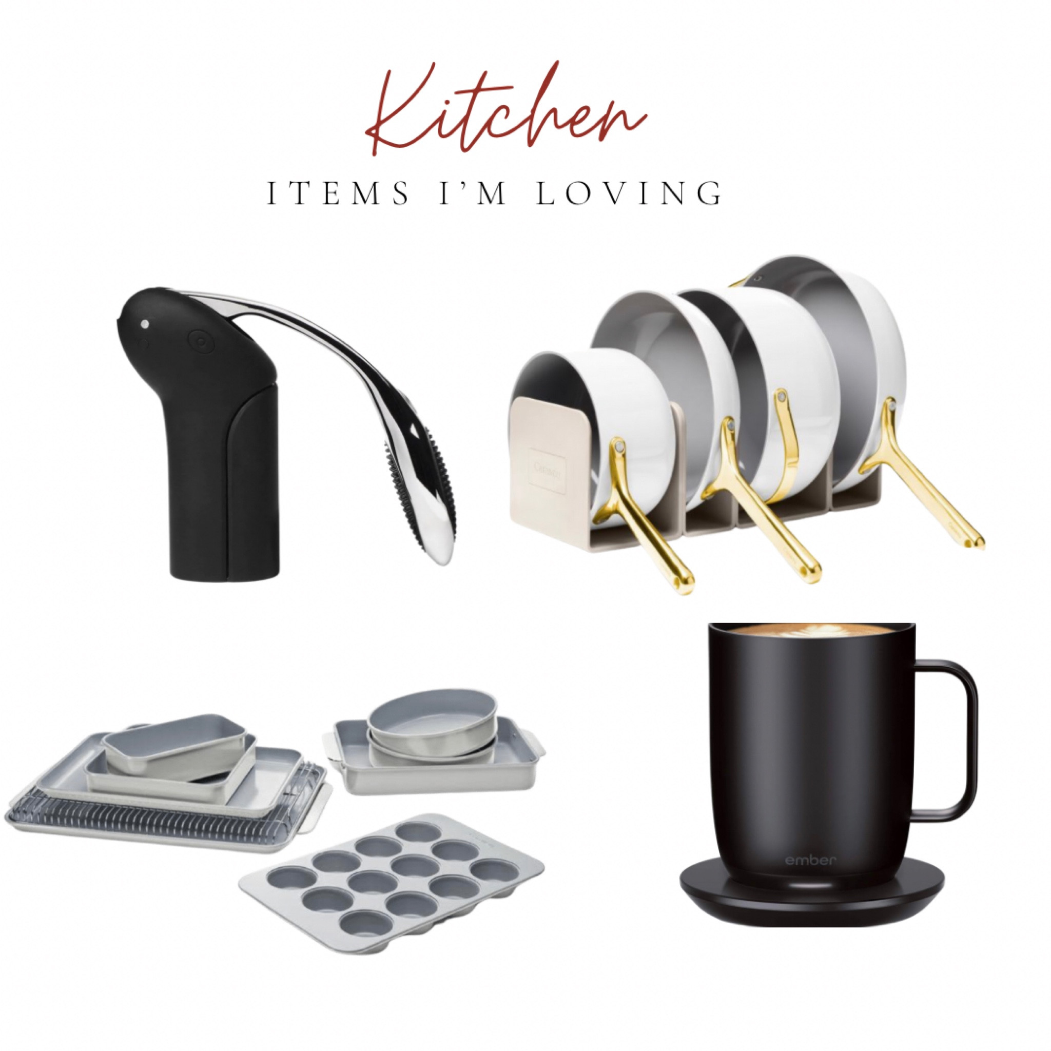 These are kitchen items I’m loving. Kitchen gadgets, the best pots and pans, the best bakeware, wine opener, smart mug, caraway, the rabbit wine opener, ember heat control mug, coffee mug. 

#LTKfamily #LTKhome #LTKFind