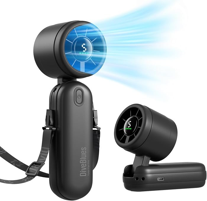 Diveblues Mini Handheld Fan, 30ft/s Portable Turbo Fan [12H Max Cooling], 4000mAh Personal Fan wi... | Amazon (US)