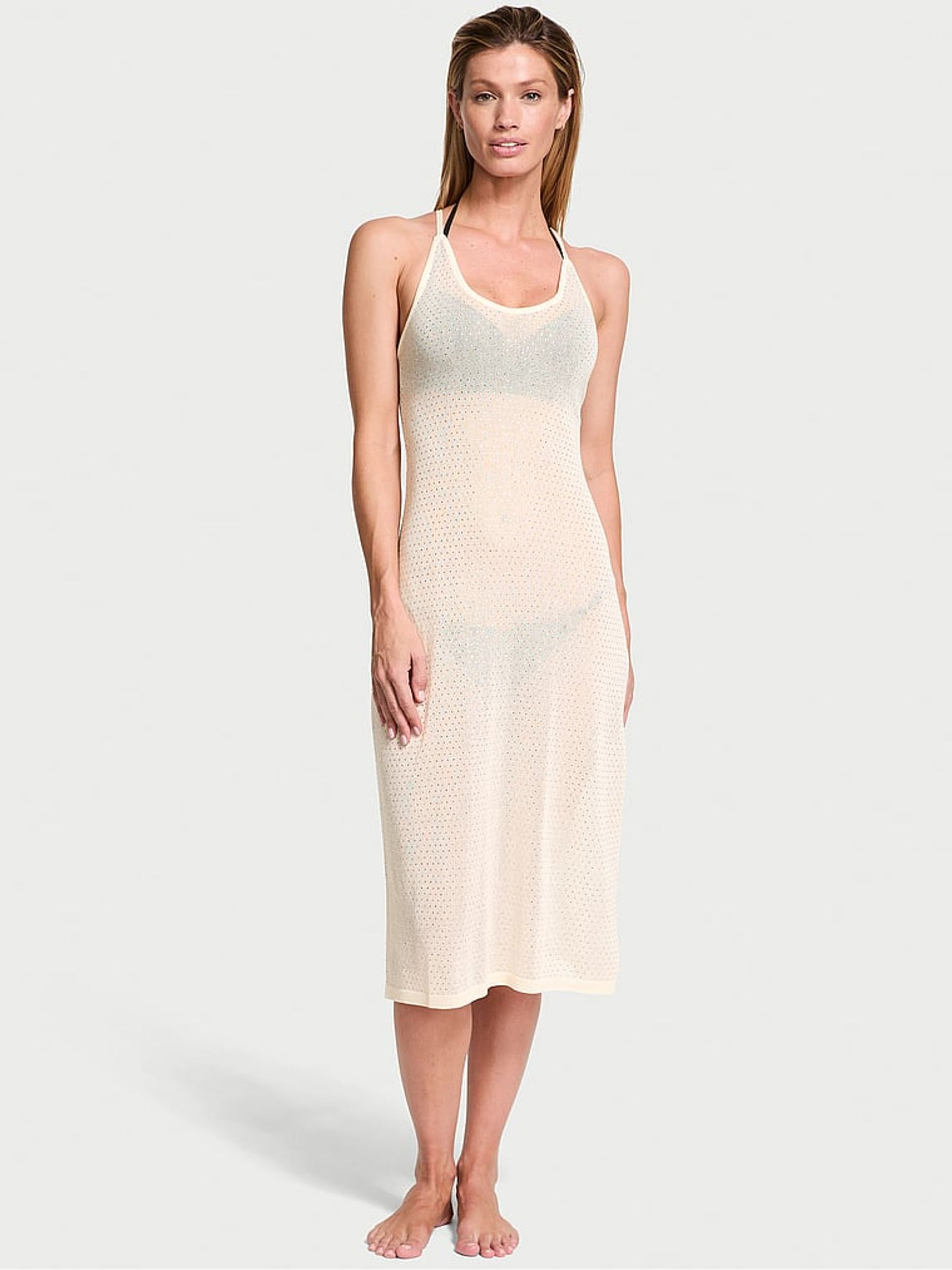 Candlelight White Diamante Knit Cover Up Midi Dress | Victoria's Secret UK | Victoria's Secret UK