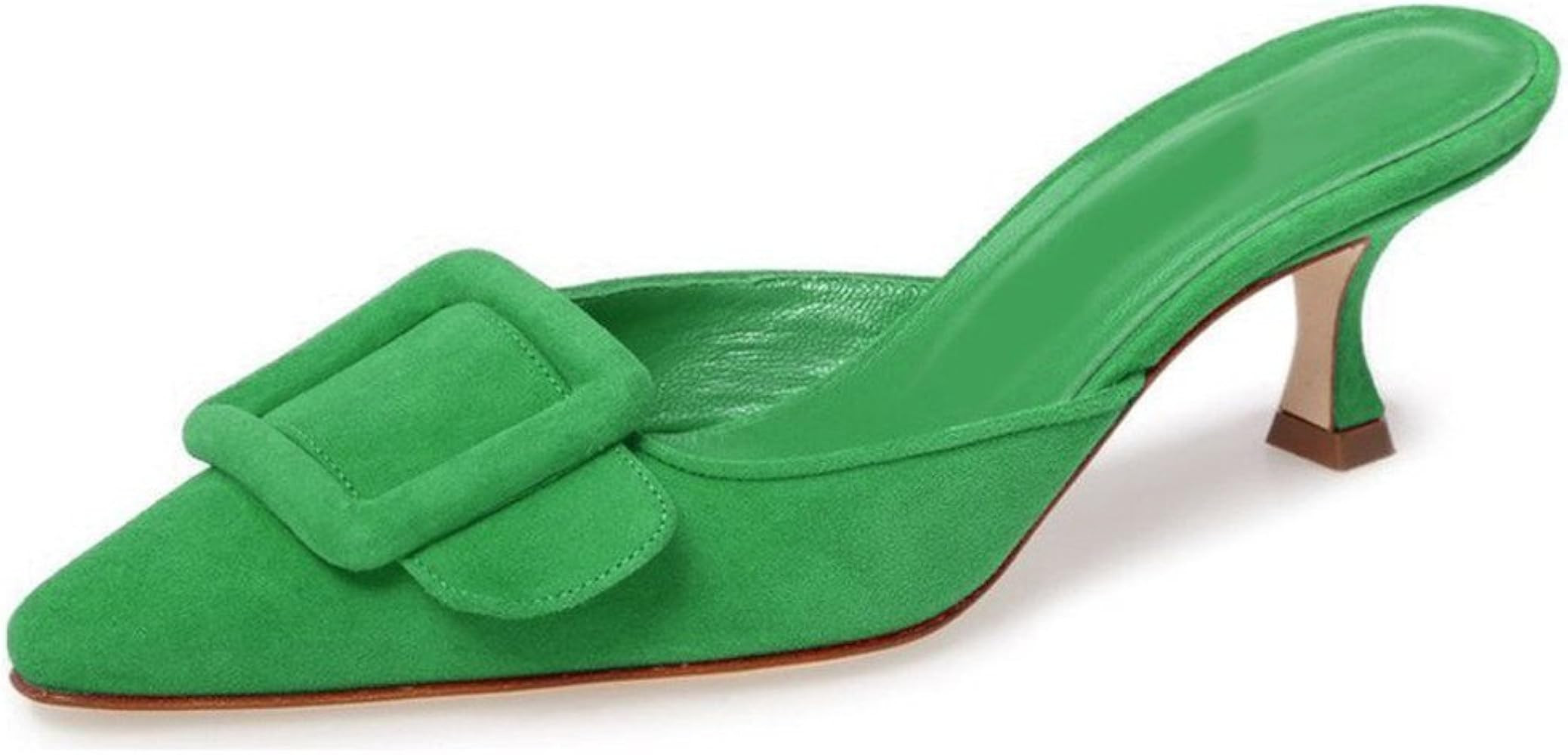 Heeled Mules For Women, Pointed Toe Slingback Pumps Buckle Kitten Heels Mules Slides Backless Dre... | Amazon (US)