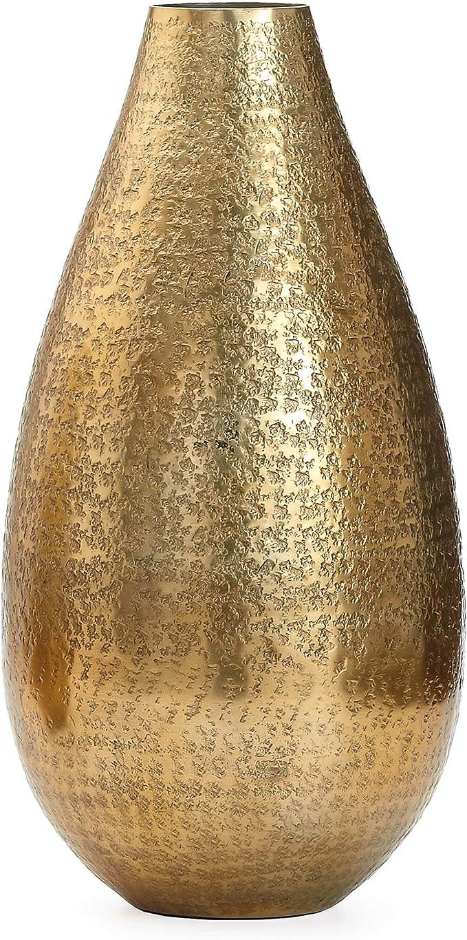 Amazon.com: Torre & Tagus Talis Aluminum Hammered Metal Teardrop Vase Farmhouse Rustic Home Decor... | Amazon (US)