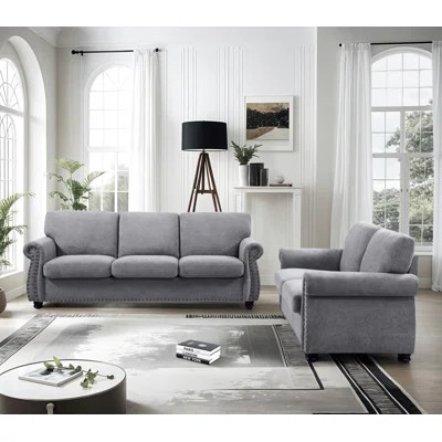 Upholstery rolled arm 2 pieces living room set | Wayfair North America