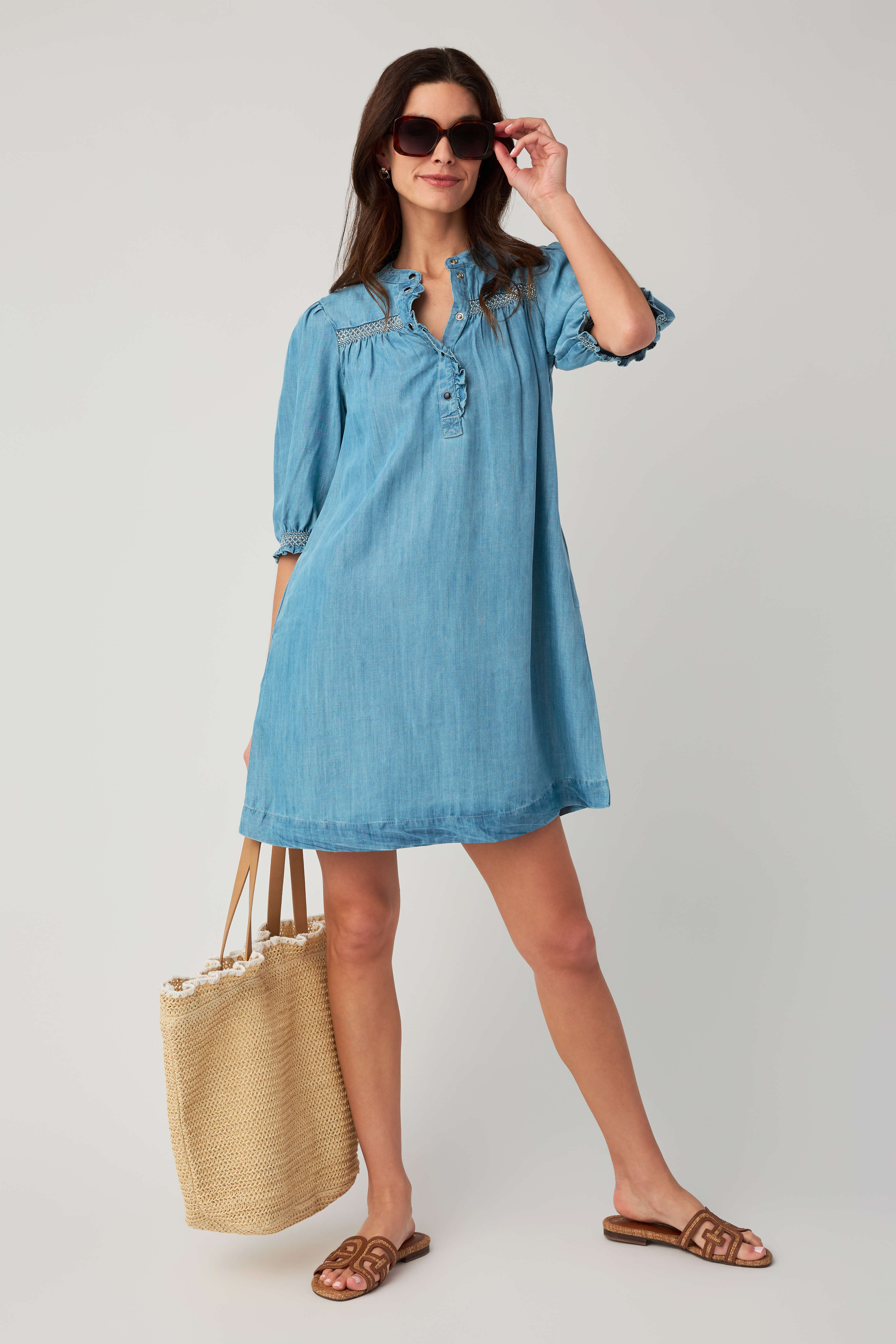 Elan Denim 3/4 Sleeve Dress | Social Threads