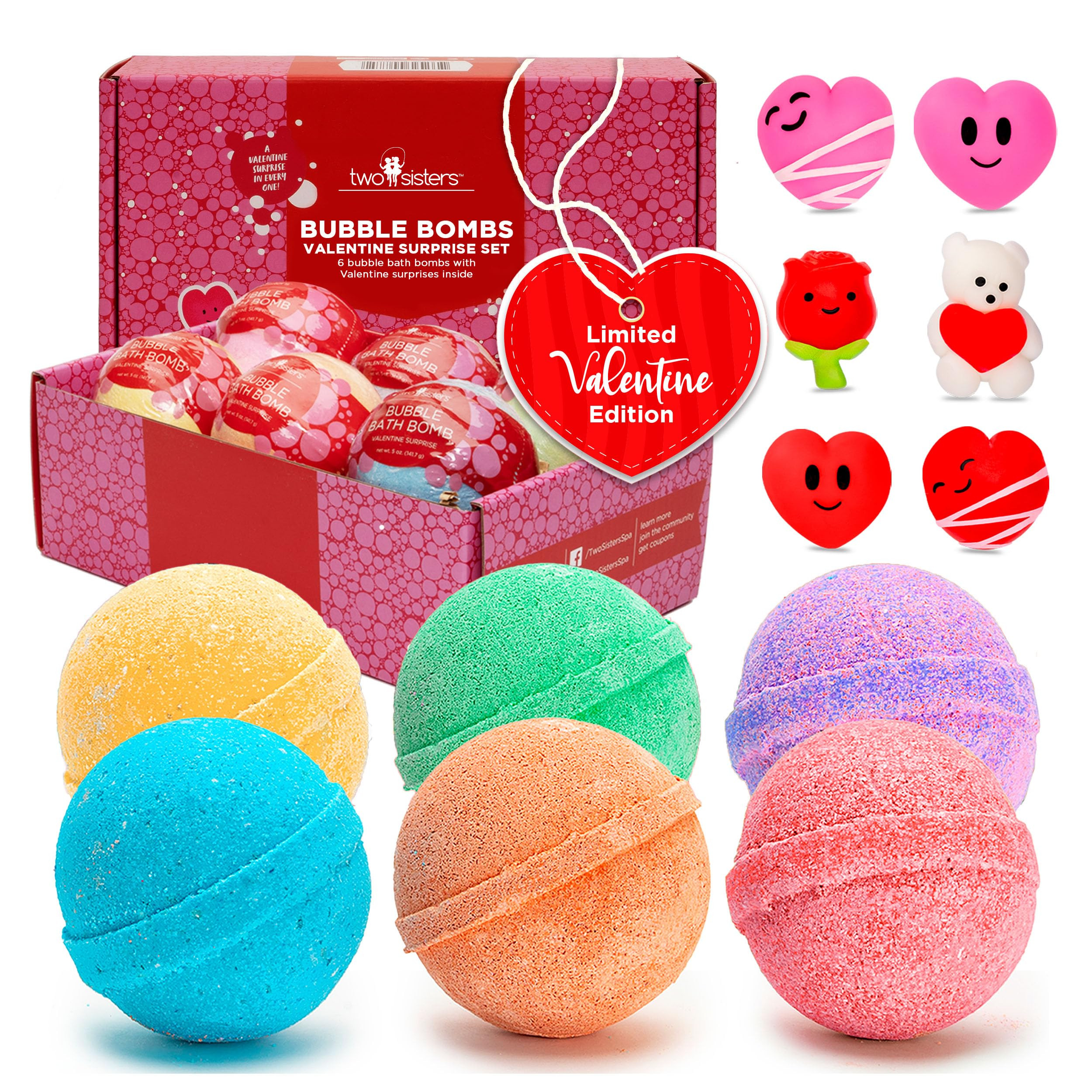 Valentines Bath Bombs for Kids with Surprise Heart Toys Inside (6 Pack) - Perfect Valentines Day ... | Amazon (US)