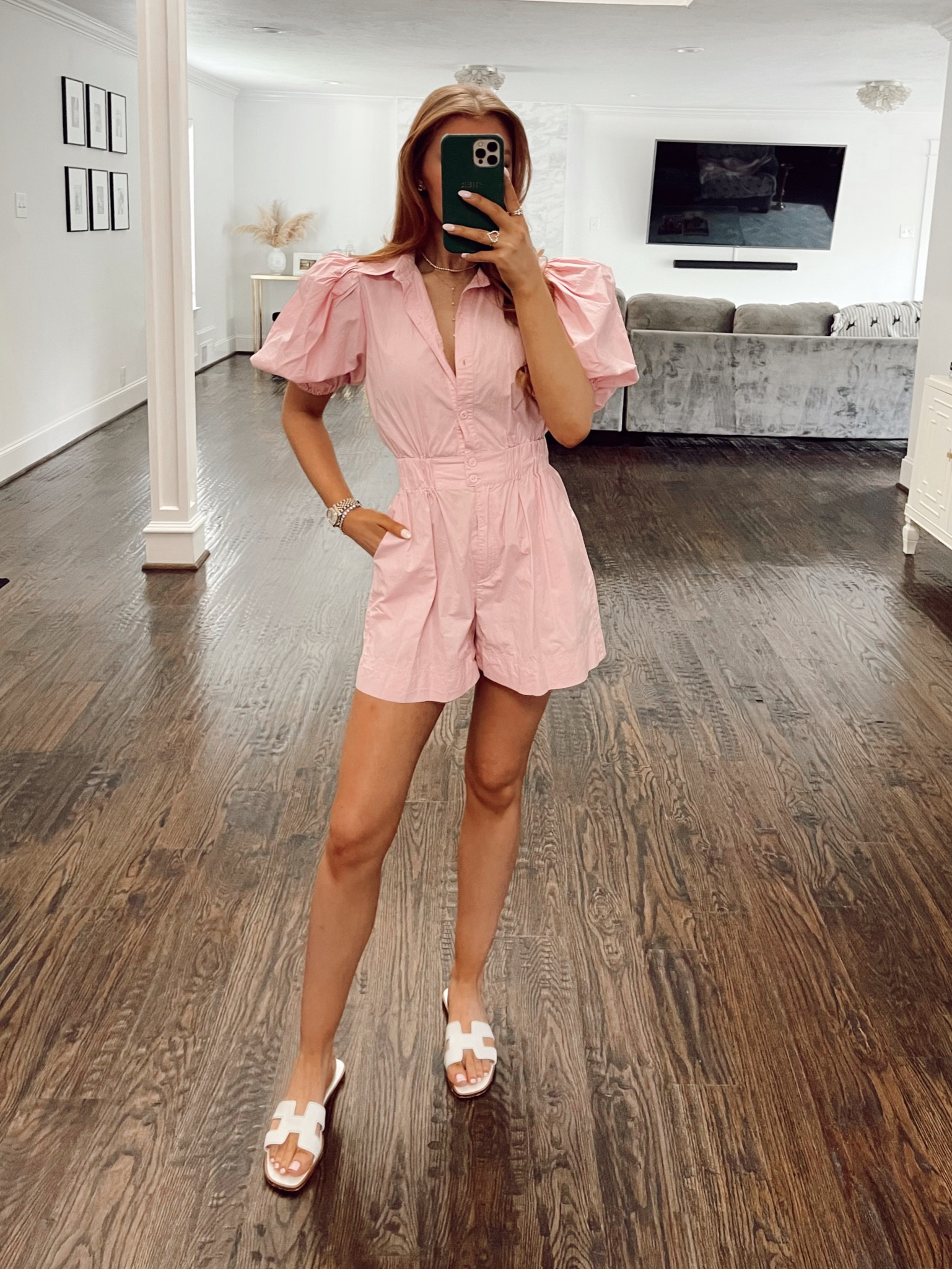 Pink romper. Puff sleeve. Summer outfits. Summer romper. Pink outfit. Summer ootd. Outfit ideas. Rent the runway  

#LTKstyletip #LTKunder100 #LTKSeasonal