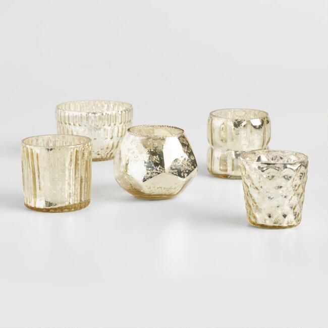 Gold Mercury Glass Votive Candleholders Set of 5 | World Market