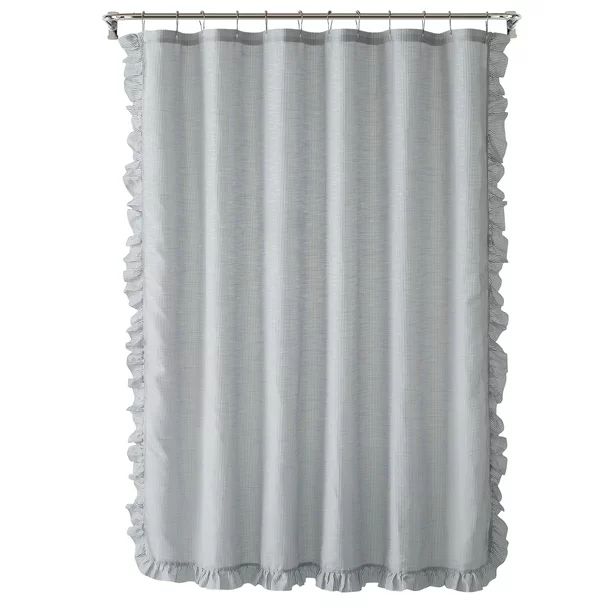 My Texas House Lancaster Chambray Ruffle Fabric Shower Curtain, 72" x 72", Dark Grey - Walmart.co... | Walmart (US)