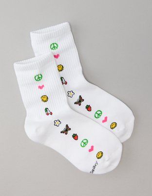 AE Smiley® '90s Crew Socks | American Eagle Outfitters (US & CA)