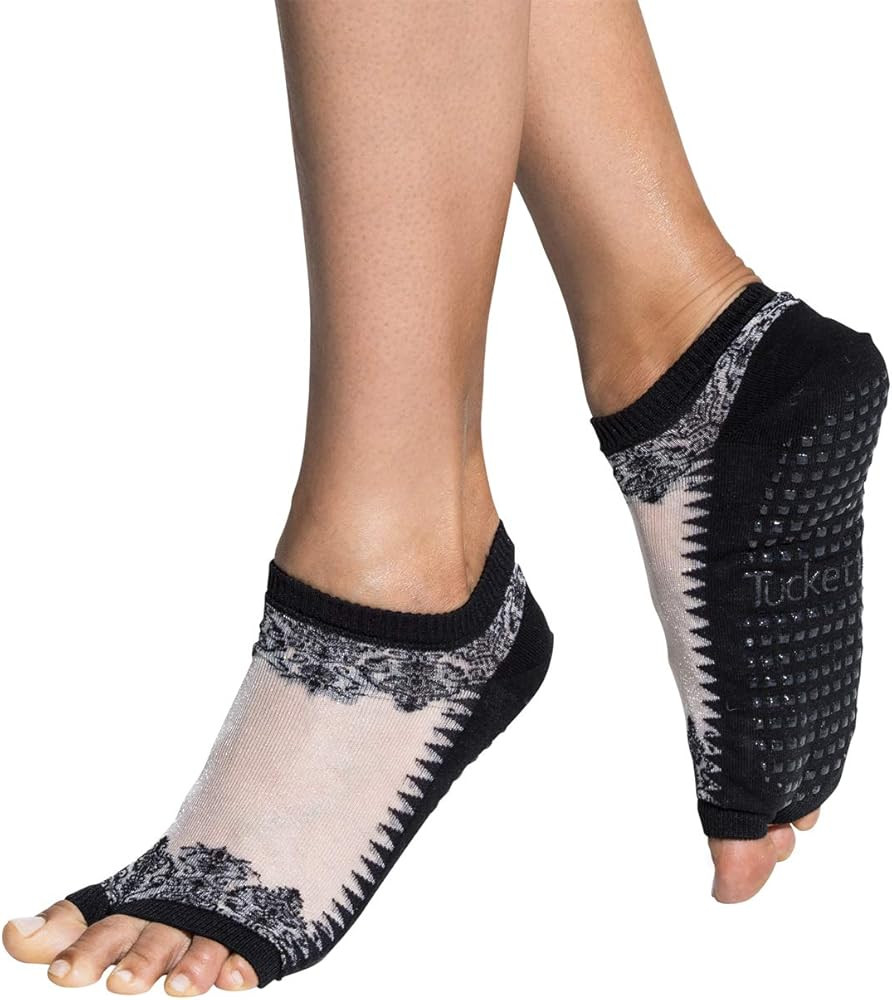 Tucketts Flow Toeless Non-Slip Grip Socks - Yoga, Barre, Pilates, Home & Leisure, 1 pair Black Sh... | Amazon (US)