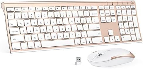 Wireless Keyboard and Mouse Combo, 2.4GHz Ultra-Slim Aluminum Rechargeable Keyboard with Whisper-... | Amazon (US)