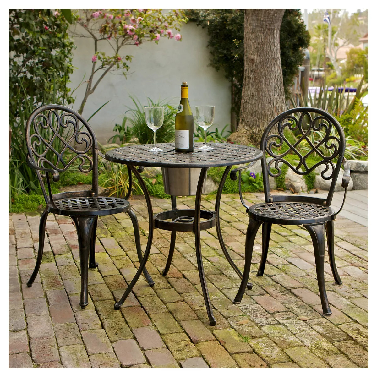 Angeles 3pc Cast Aluminum Bistro Set - Copper - Christopher Knight Home | Target