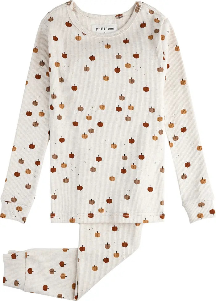 Petit Lem Kids' Pumpkin Patch Fitted Two-Piece Cotton Pajamas | Nordstrom | Nordstrom