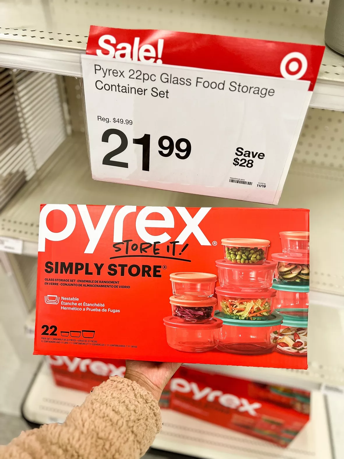 Pyrex 22-Piece Glass Food Storage Container Set for only $21.99 (Reg. $50!)  {Black Friday Deal}