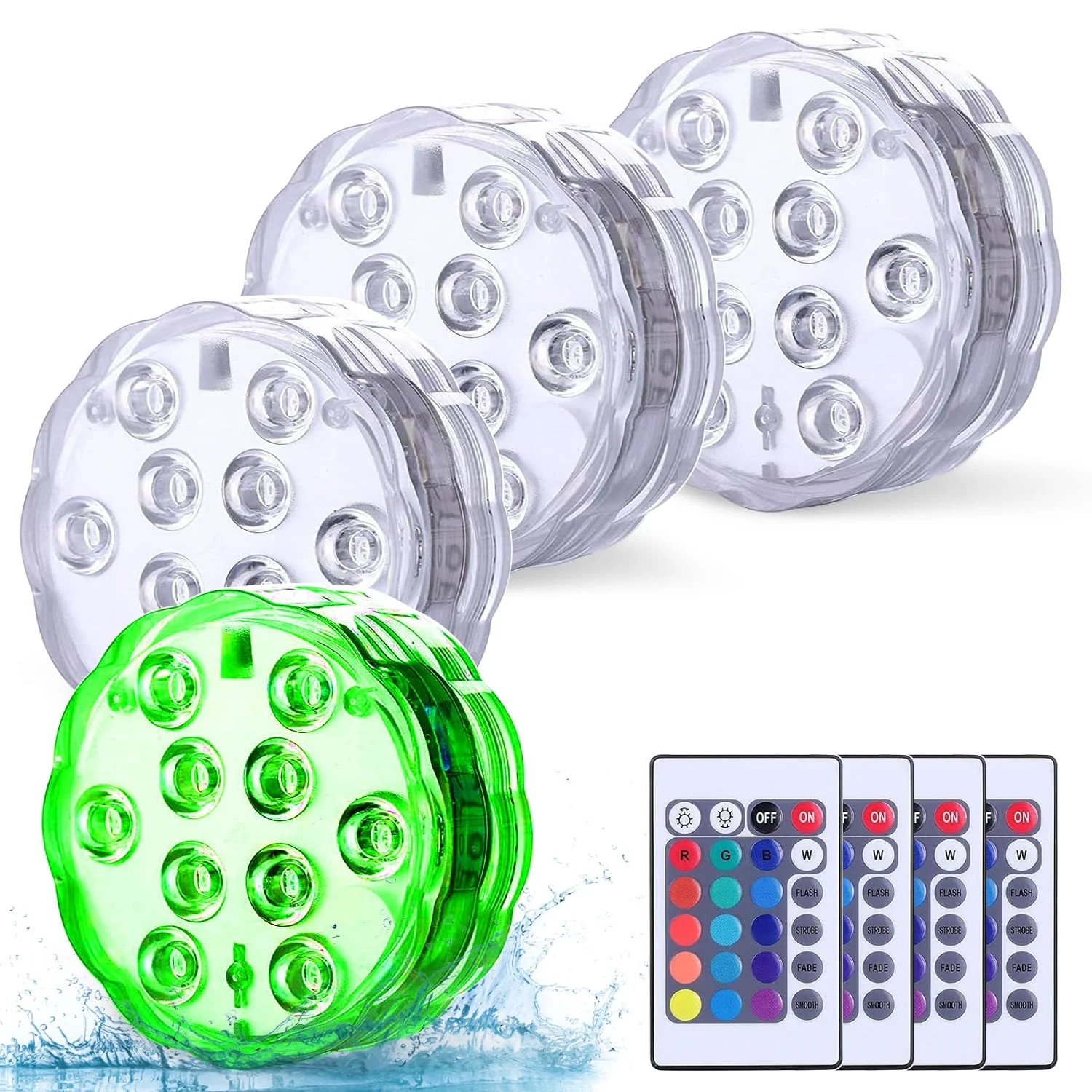 Rirool Submersible LED Lights with Remote Control, Battery Powered RGB Color Changing Waterproof ... | Walmart (US)