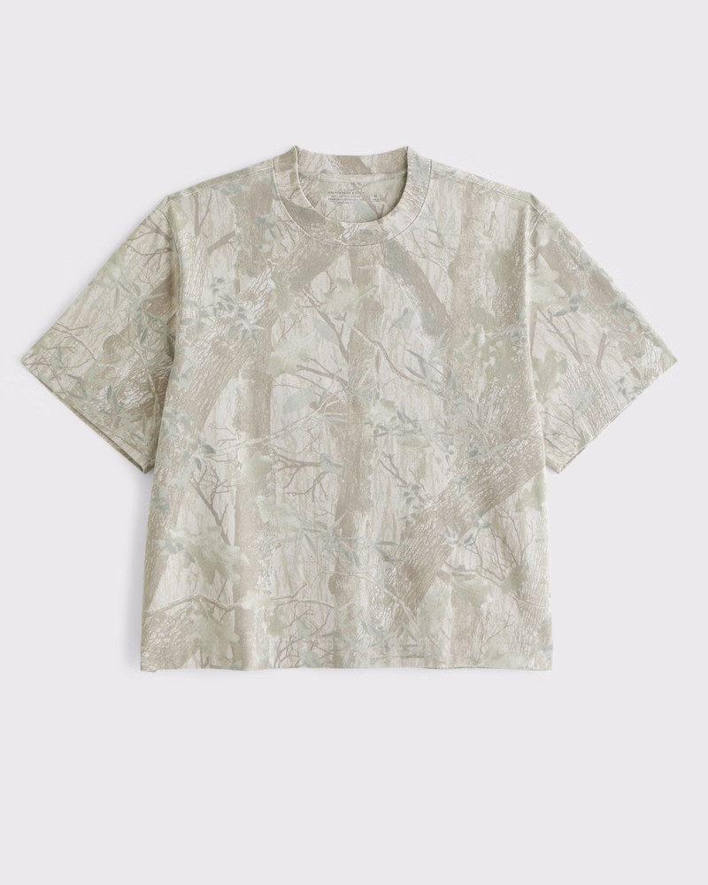 Abercrombie & Fitch Men's Premium Heavyweight Cropped Tee in Taupe Camo - Size XXL | Abercrombie & Fitch (US)