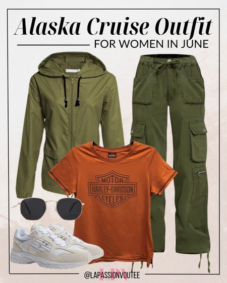 Gear up for adventure this June in Alaska with practical yet stylish essentials: slip into a lightweight raincoat jacket paired with durable cargo pants and a comfy short sleeve tee. Stay on-the-go with Coach running shoes, shield your eyes with sunglasses, and embrace every moment of your Alaskan escapade in style!

#LTKtravel #LTKstyletip #LTKSeasonal
