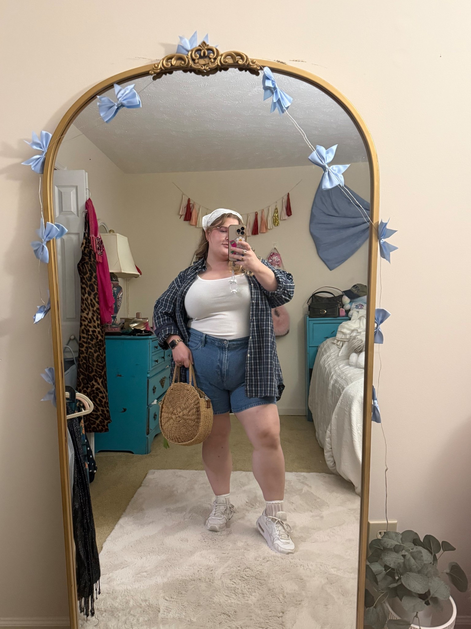 Casual plus size outfit for spring • I love my plus size denim shorts from old navy! I’m wearing a size 16 • button down is thrifted • plus size ootd 

#LTKPlusSize #LTKootd