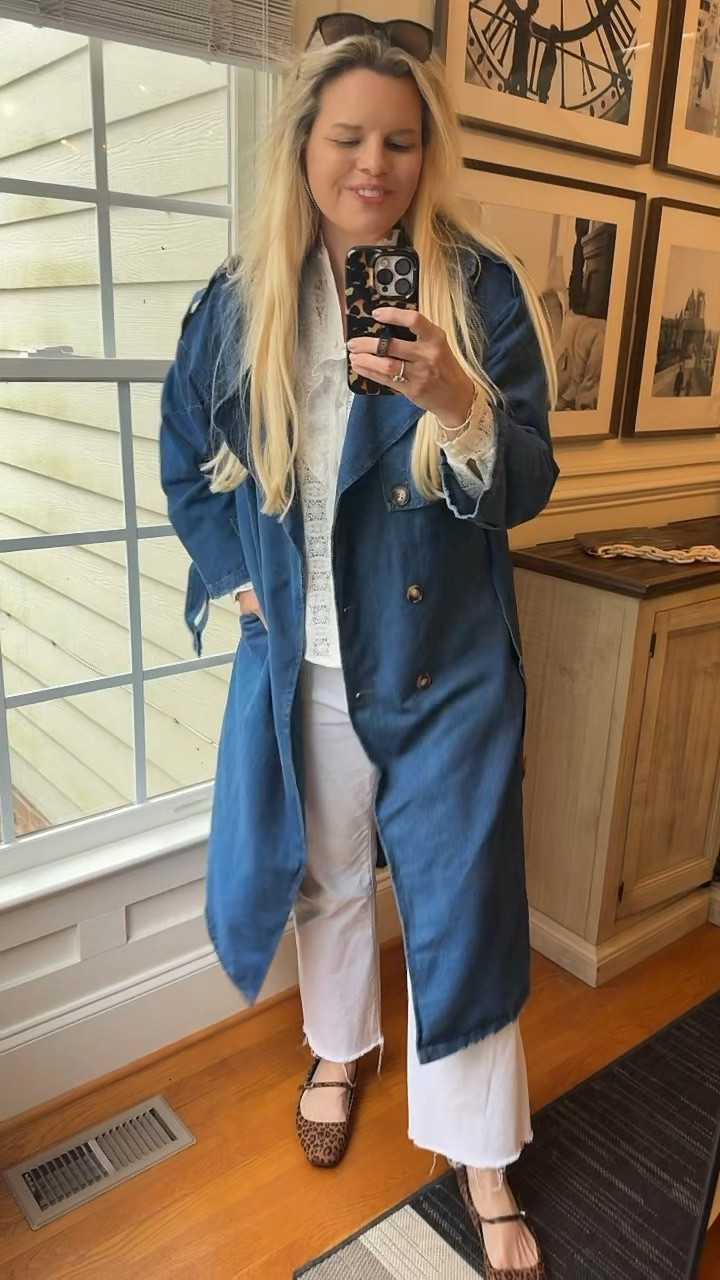 
 
This top is from a brand I found when we lived in Germany - my neighbor gave me a gift card and I picked out this top - love the lace and the collar details, just gorgeous. Got my smaller size an 8

This is one of my most comfy pairs of jeans - just size down 1-2 sizes, they are super stretchy. 

Ok the denim trench / how cute is this for spring? It’s really lightweight and comfortable. I have loved all the pieces gifted from Commense. (Like the neutral coat I wear on repeat) and this one is no exception. It’s so chic and I love it! 
True to size 

Commense code 

beckyfkeller_12

 🎀You can find all my looks in my LTK shop 
🎀What I Share - cute, comfortable clothes to help you feel confident in your everyday style

On this account you’ll find tips for styling- Mom style, casual style, winter outfits, cozy loungewear travel outfits, work wear, winter capsules ,mom outfits, neutral fashion,vacation outfits, dresses, trench coats, rainy day style,White jeans, wide leg jeans, baggy jeans, jeans, denim, French style, wedding guest dresses, date night outfit, mesh shoes, summer dresses, fall denim , black dresses, Amazon dresses, Amazon finds, matching sets, sneakers, linen dresses, linen outfits, vacation dresses, target hauls

#LTKMostLoved #LTKFindsUnder50 #LTKSeasonal