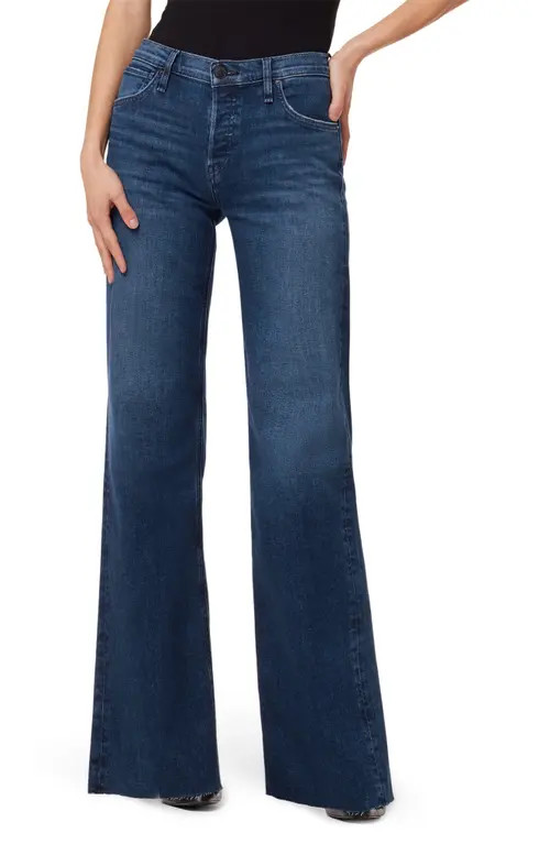 Hudson Jeans Rose High Waisted Raw Hem Wide Leg Jeans in Dover at Nordstrom, Size 33 | Nordstrom
