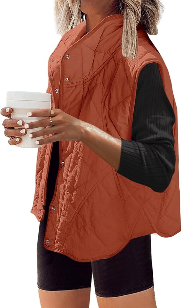 SENSERISE Womens Quilted Vest Athletic Lightweight Vests Stand Collar Button Down Padded Outwear ... | Amazon (US)