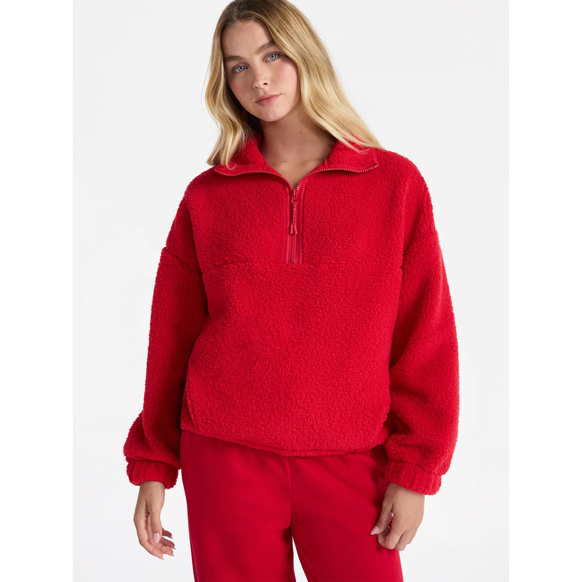 No Boundaries Plush Half-Zip Pullover, Women's and Plus | Walmart (US)