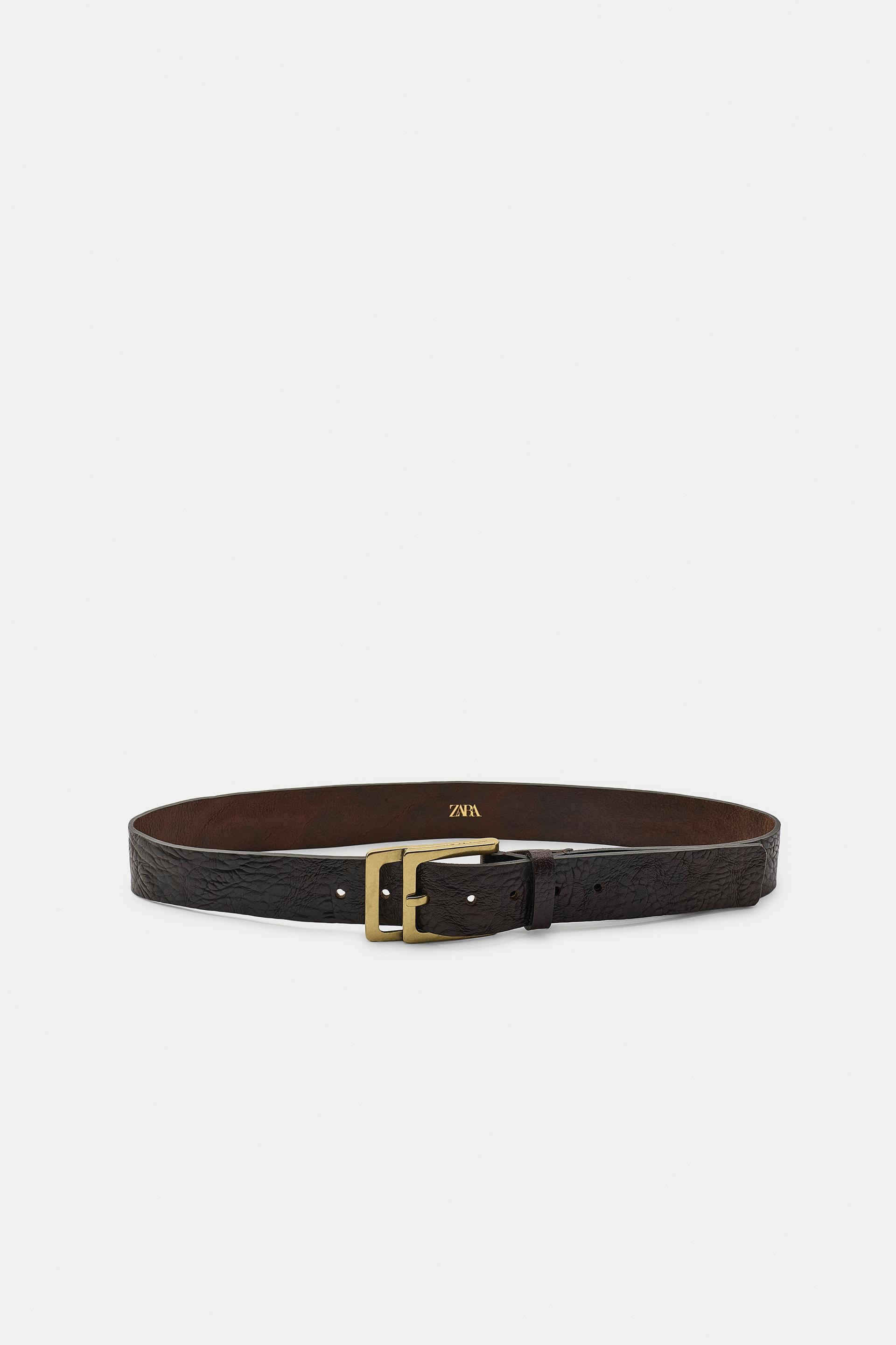 Zara - 100% Leather Double Buckle Belt - Chocolate - 30 (Us 30) - Woman | Zara US
