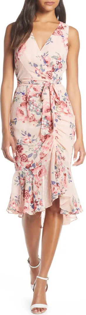 Floral Ruched Chiffon Faux Wrap Dress | Nordstrom Canada