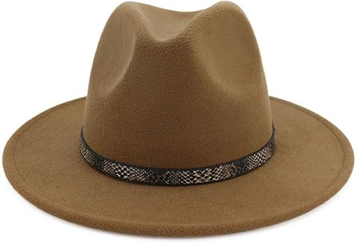 Men & Women Retro Wide Brim Felt Fedora Panama Hat with Belt | Amazon (US)